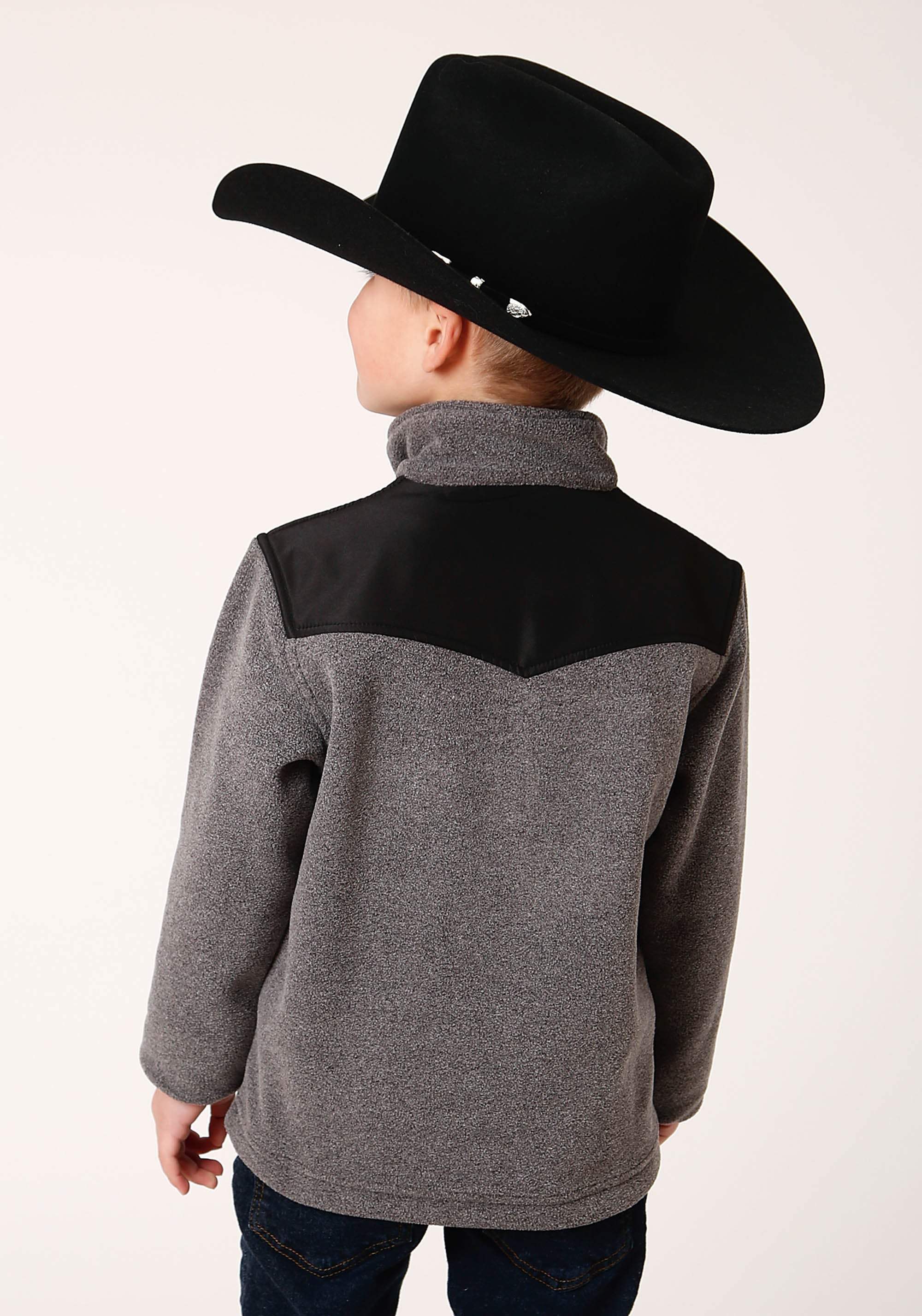 Roper Boys Polar Fleece Gry Micro Fleece 3 Qtr Zip Pullover - Roper - Flyclothing LLC