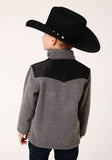 Roper Boys Polar Fleece Gry Micro Fleece 3 Qtr Zip Pullover - Roper