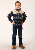Roper Boys Polar Fleece Navy Aztec Print Pullover - Roper