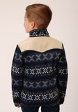 Roper Boys Polar Fleece Navy Aztec Print Pullover - Roper