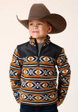 Roper Boys Polar Fleece Orange Aztec Print Pullover - Roper