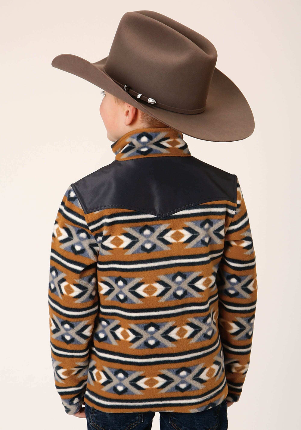 Roper Boys Polar Fleece Orange Aztec Print Pullover - Roper - Flyclothing LLC