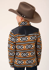 Roper Boys Polar Fleece Orange Aztec Print Pullover