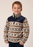 Roper Boys Polar Fleece Cream Aztec Print Pullover - Roper