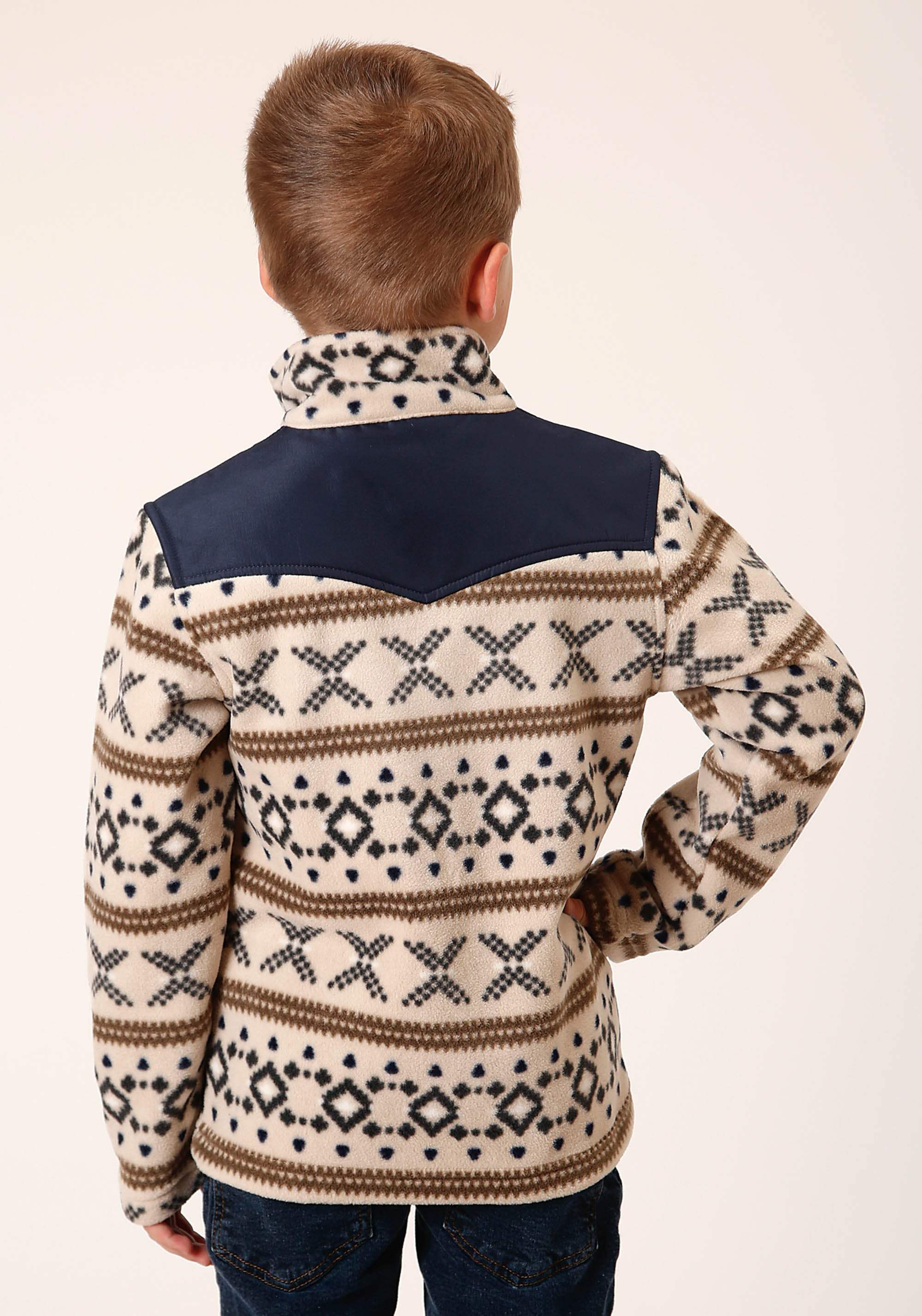 Roper Boys Polar Fleece Cream Aztec Print Pullover - Roper - Flyclothing LLC