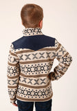 Roper Boys Polar Fleece Cream Aztec Print Pullover - Roper