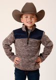 Roper Boys Polar Fleece Heather Chocolate Pullover - Roper
