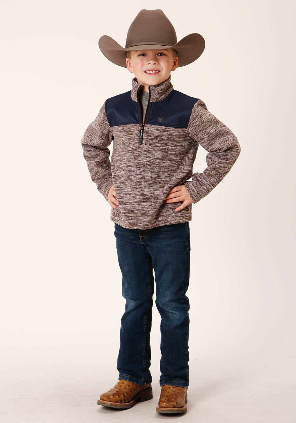 Roper Boys Polar Fleece Heather Chocolate Pullover - Roper - Flyclothing LLC