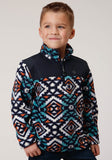 Roper Boys Polar Fleece Navy Aztec Printed Pullover - Roper