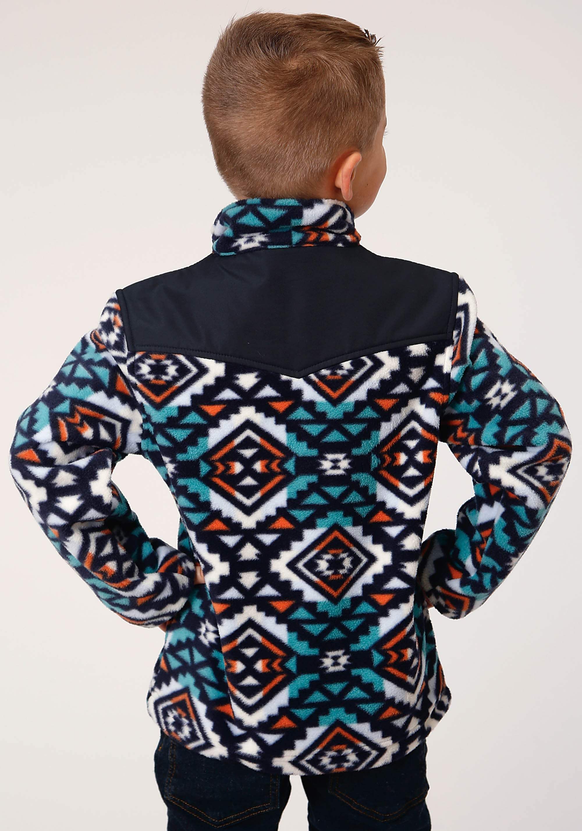 Roper Boys Polar Fleece Navy Aztec Printed Pullover - Roper - Flyclothing LLC