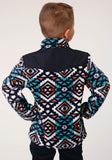 Roper Boys Polar Fleece Navy Aztec Printed Pullover - Roper