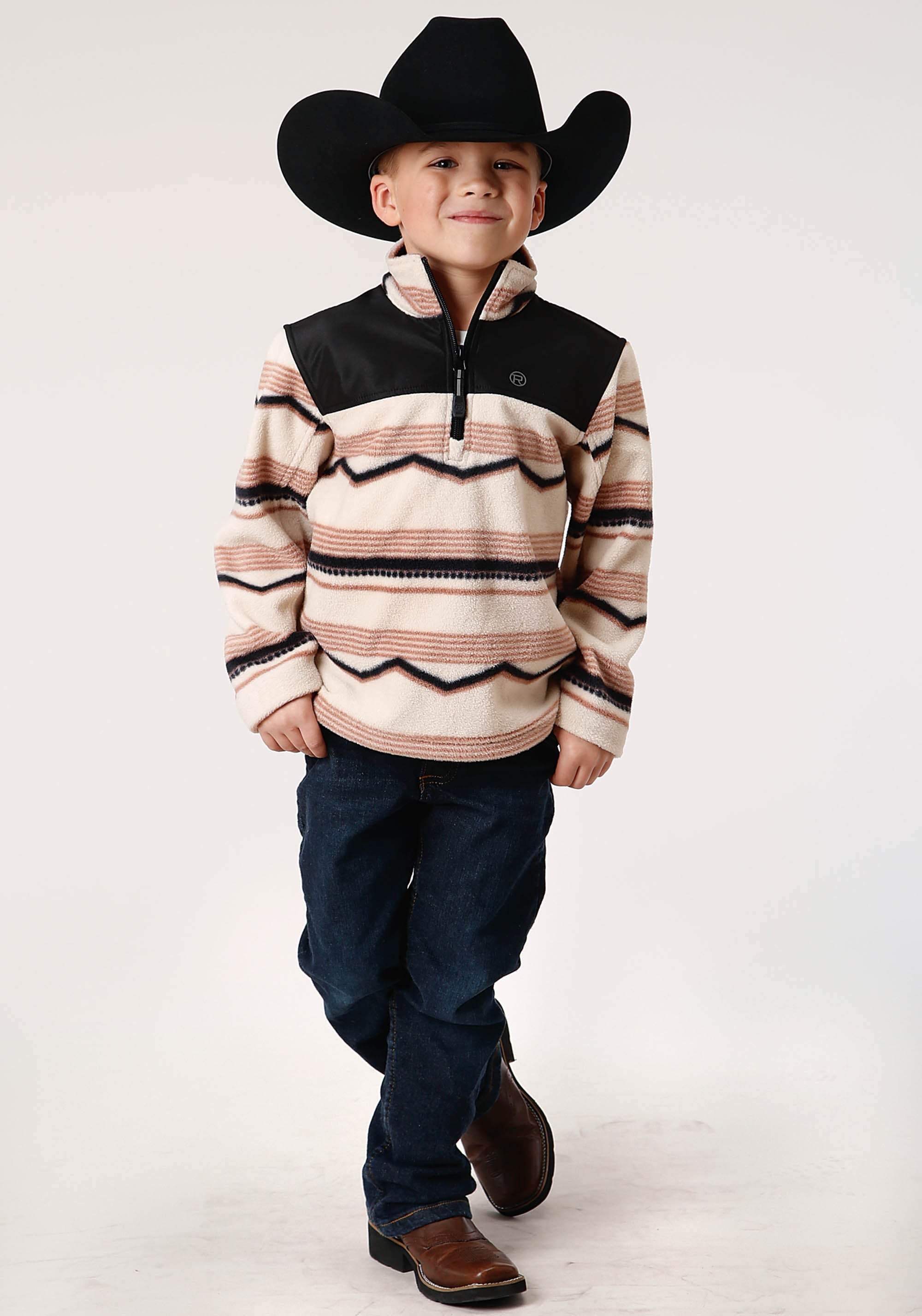 Roper Boys Polar Fleece Horizontal Aztec Print Pullover - Roper - Flyclothing LLC