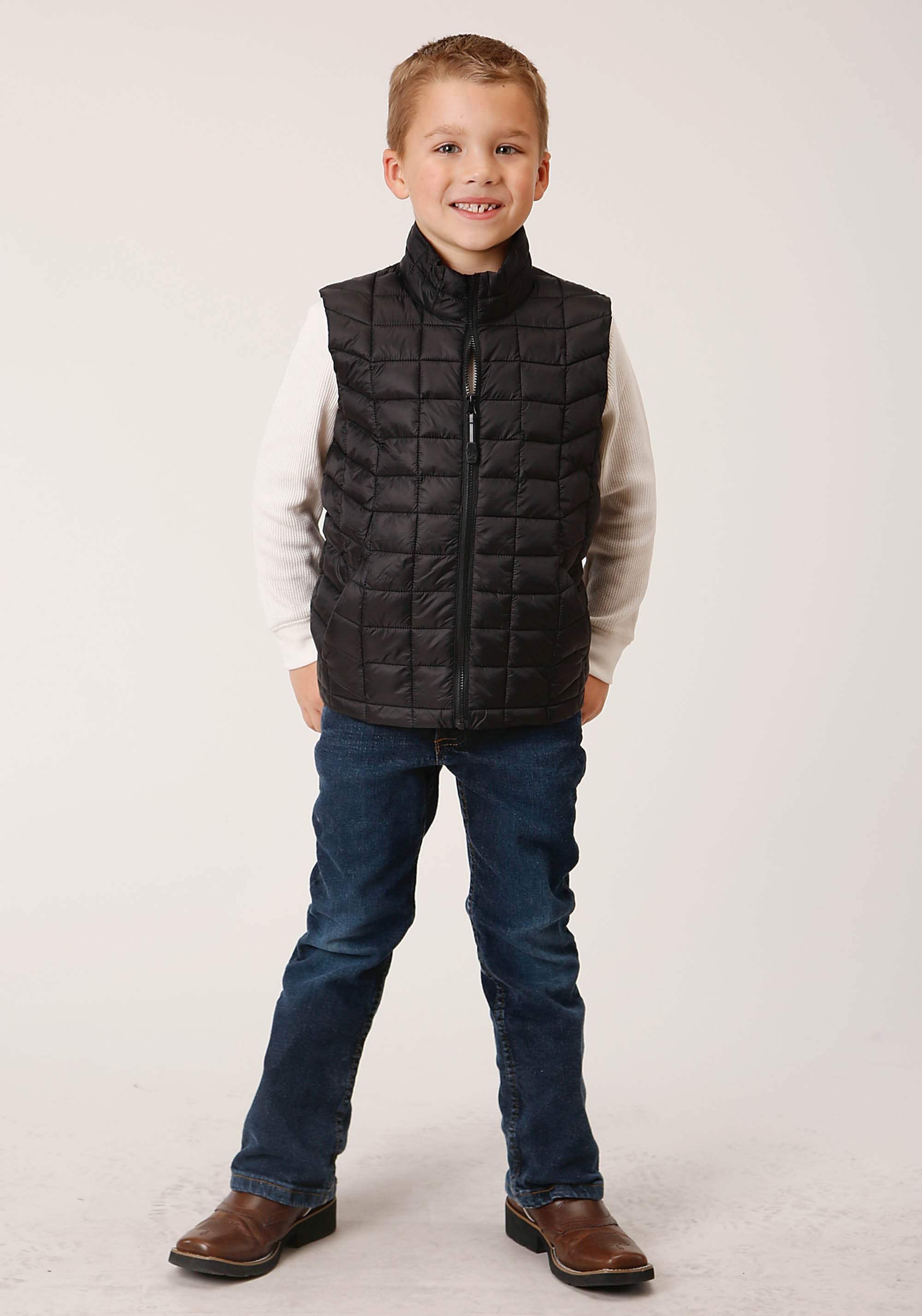 Roper Boys Black Nylon Parachute Down Vest - Roper - Flyclothing LLC