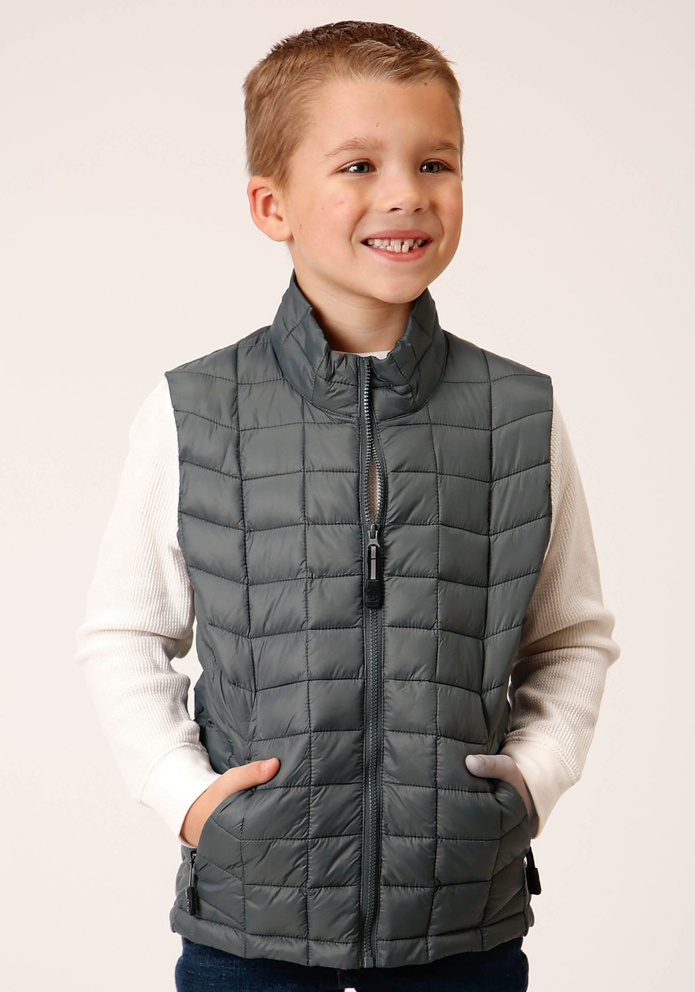 Roper Boys Silver Sage Nylon Parachute Down Vest - Roper