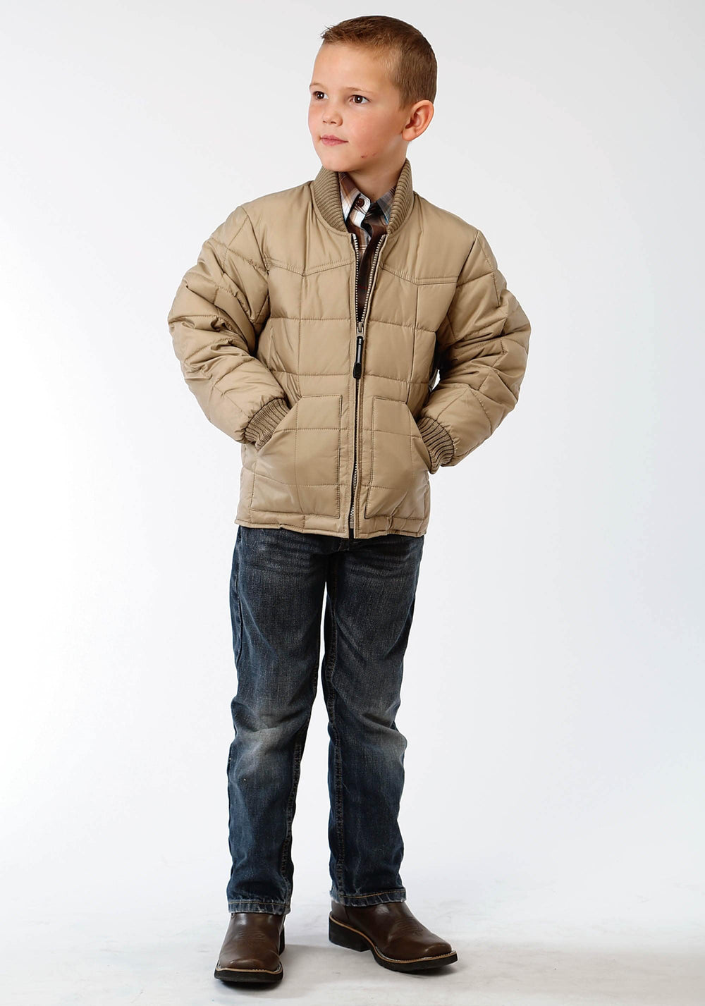 Roper Boys Khaki Poly-Filled Jacket - Roper