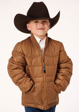 Roper Boys Caramel Boy's Outerwear Poly Filled Western Jacket - Roper - Flyclothing LLC