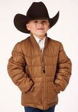 Roper Boys Caramel Boy's Outerwear Poly Filled Western Jacket - Roper