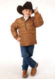 Roper Boys Caramel Boy's Outerwear Poly Filled Western Jacket - Roper
