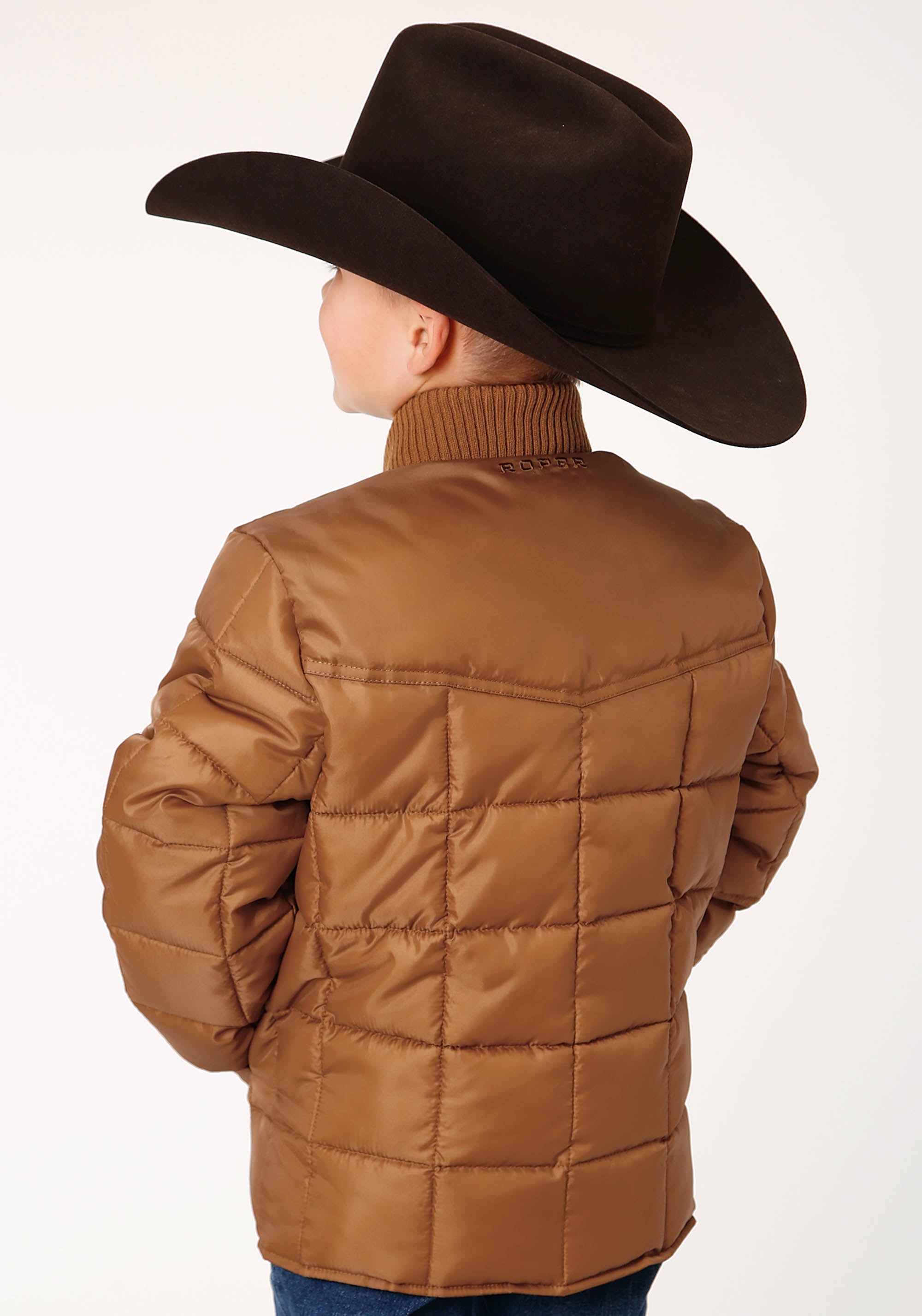 Roper Boys Caramel Boy's Outerwear Poly Filled Western Jacket - Roper - Flyclothing LLC