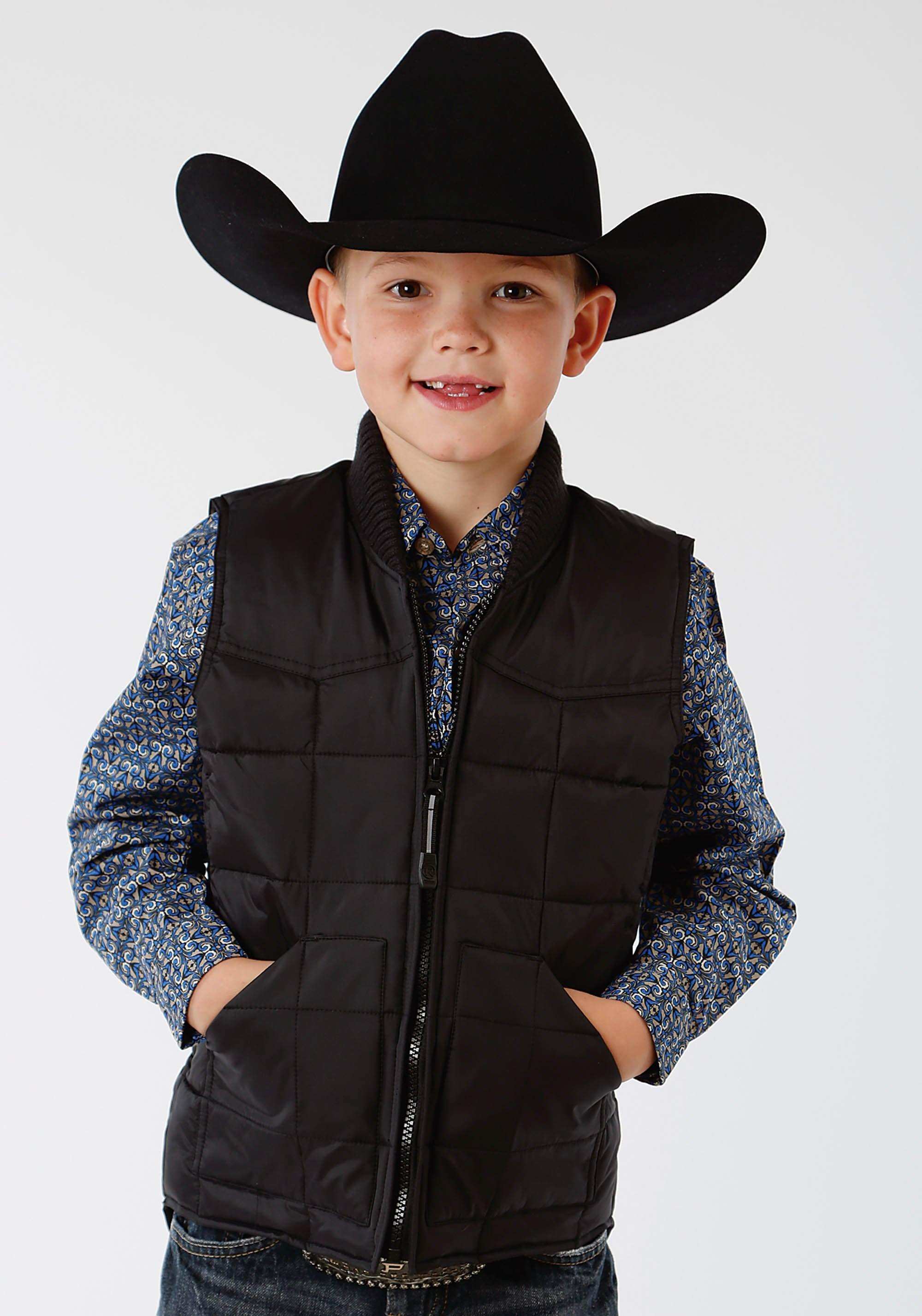 Roper Boys Black Poly-Filled Vest - Roper - Flyclothing LLC