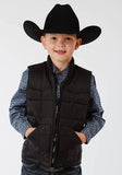 Roper Boys Black Poly-Filled Vest - Roper