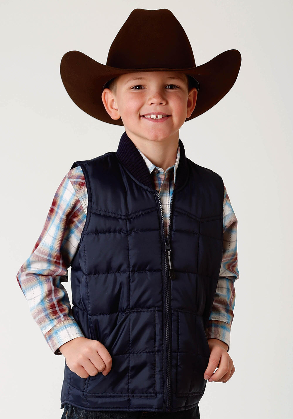 Roper Boys Navy Blue Poly-Filled Vest - Roper