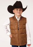 Roper Boys Caramel Boy's Outerwear Poly Filled Western Vest - Roper