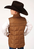 Roper Boys Caramel Boy's Outerwear Poly Filled Western Vest - Roper