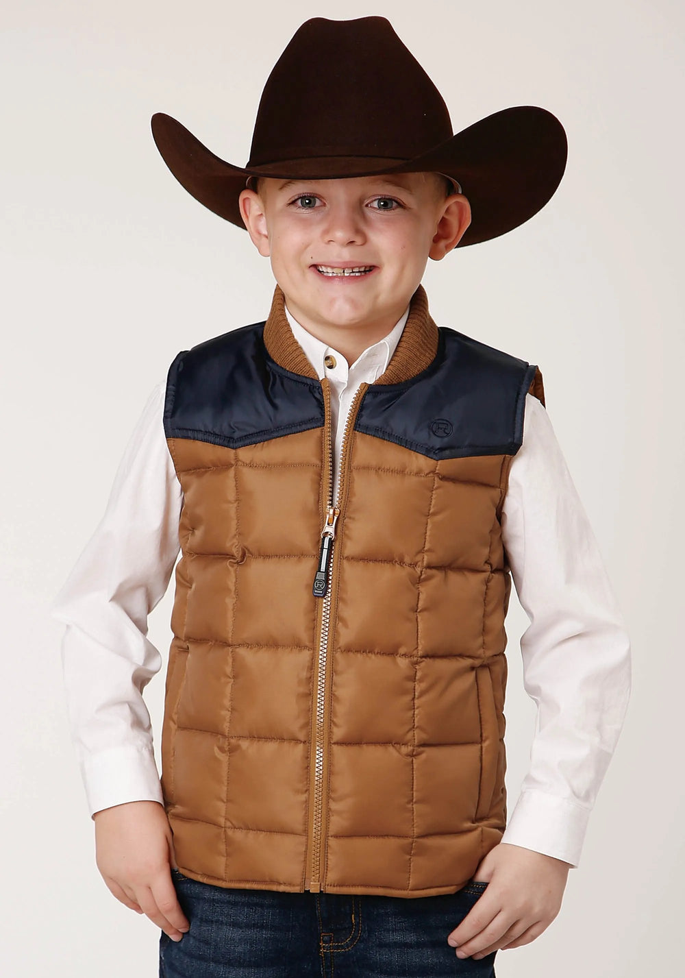 Roper Boys Quilted Polyfilled Vest Poly Filled Western Vest - Roper
