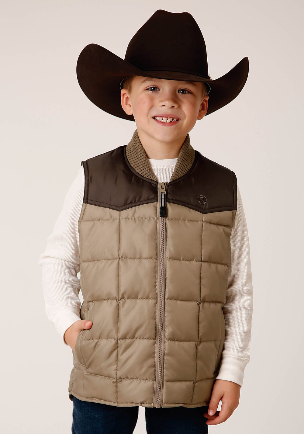 Roper Boys Quilted Polyfilled Vest Poly Filled Western Vest - Roper