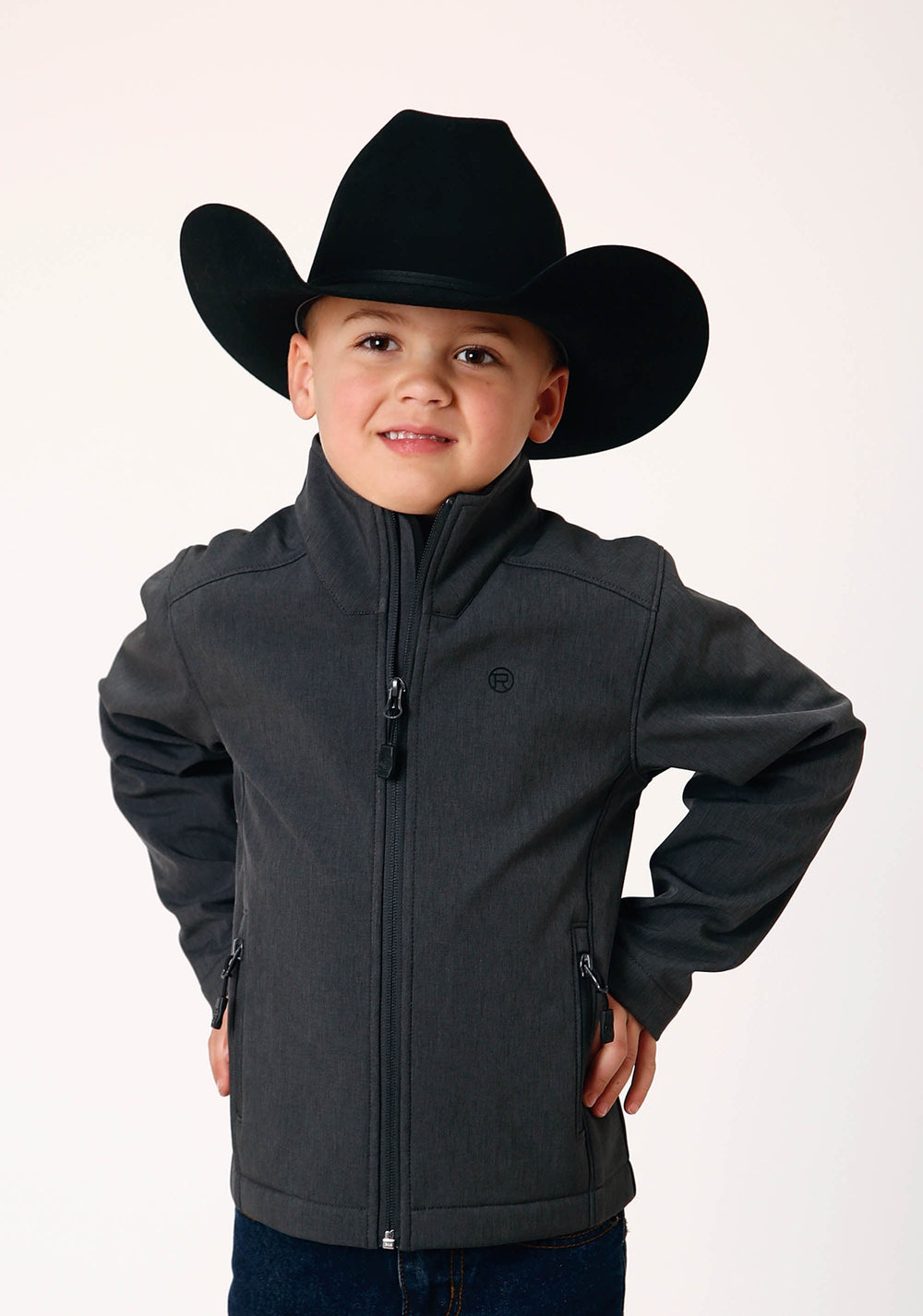 Roper Boys Heather Grey Soft Shell Tech Jacket - Roper