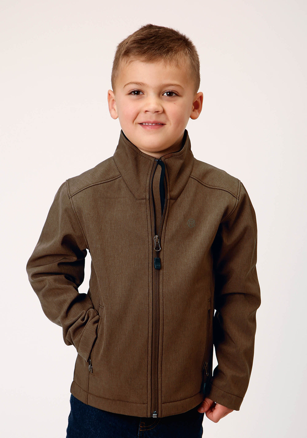 Roper Boys Heather Mocha Soft Shell Tech Jacket - Roper