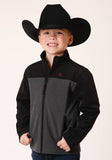 Roper Boys Grey Black Combo Soft Shell Tech Jacket - Roper
