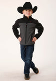 Roper Boys Grey Black Combo Soft Shell Tech Jacket - Roper