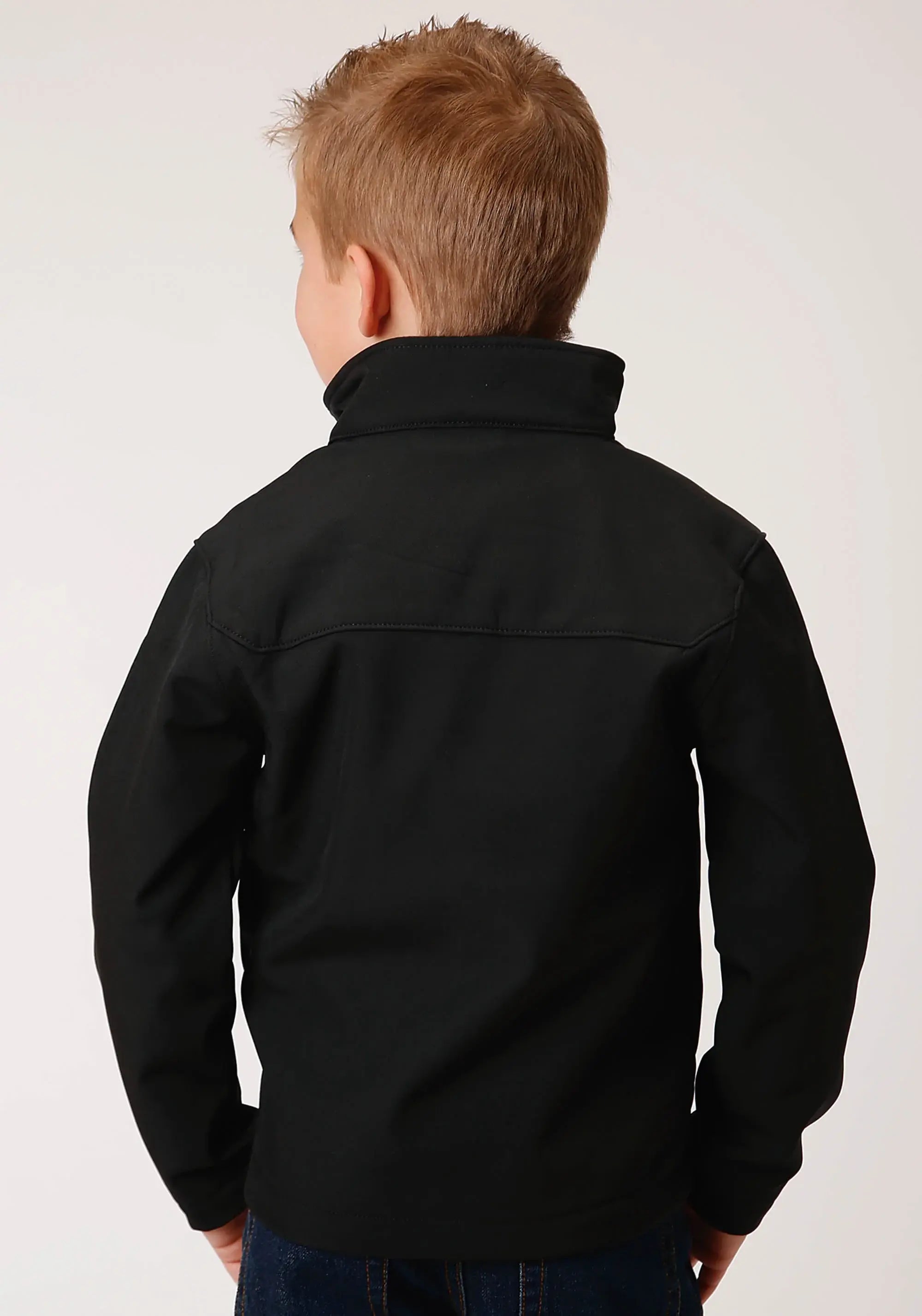 Roper Boys Black Softshell With Black Fleece Lining Zip Front Jacket - Roper - Flyclothing LLC