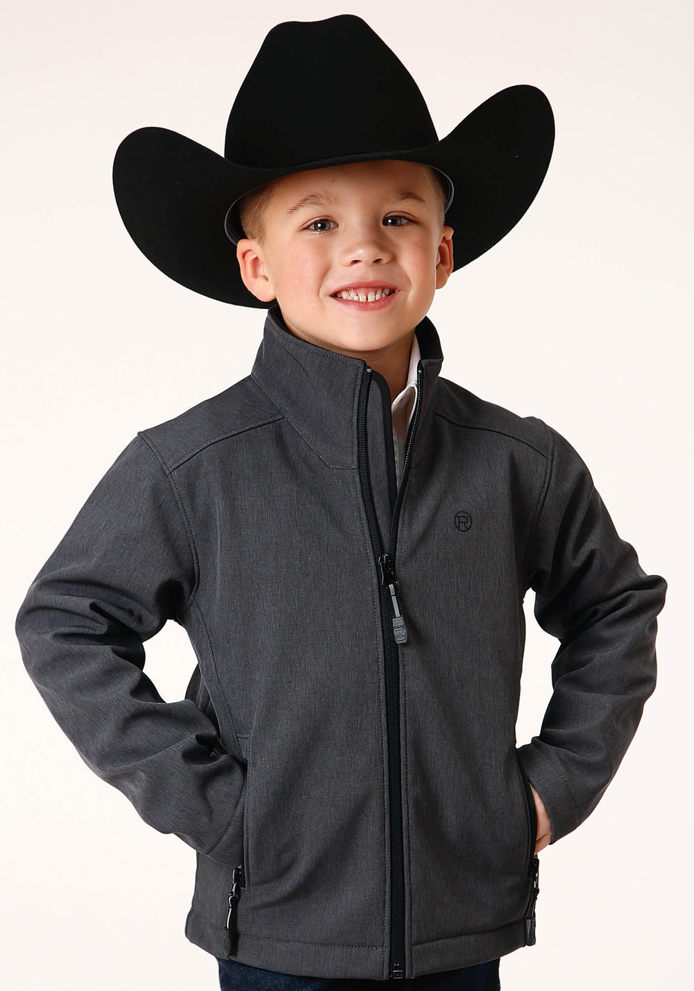 Roper Boys Heather Grey Soft Shell Tech Jacket - Roper