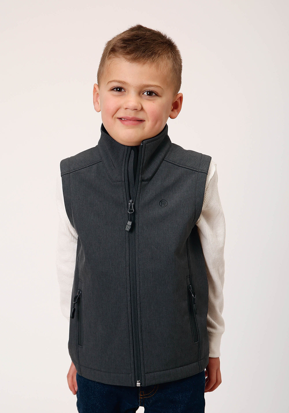 Roper Boys Heather Grey Soft Shell Tech Vest - Roper