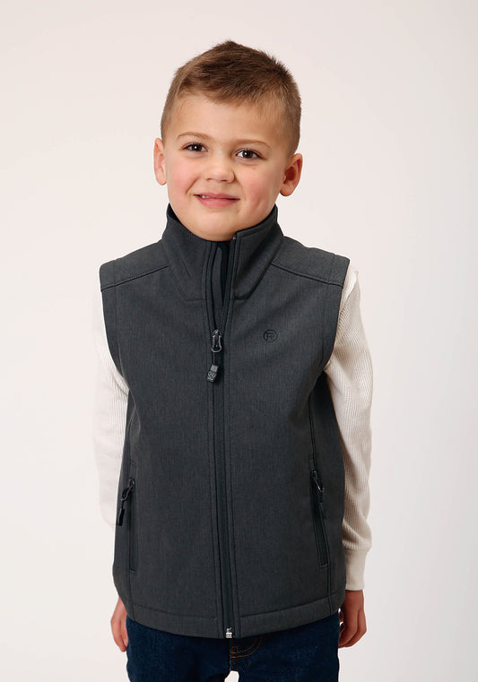 Roper Boys Heather Grey Soft Shell Tech Vest - Roper