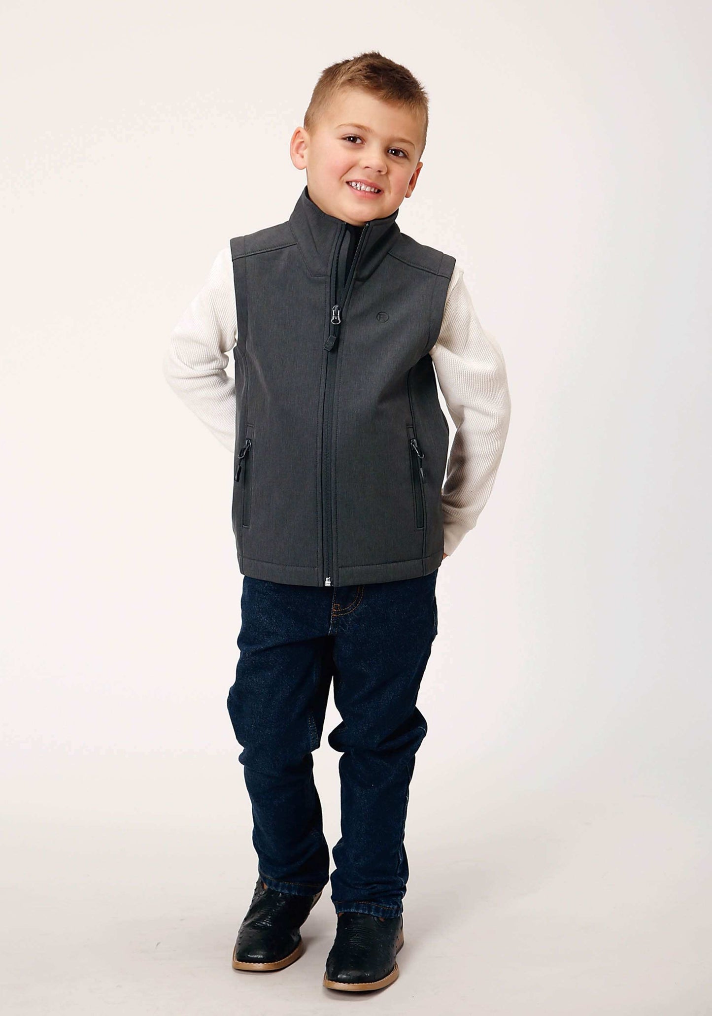 Roper Boys Heather Grey Soft Shell Tech Vest - Roper - Flyclothing LLC