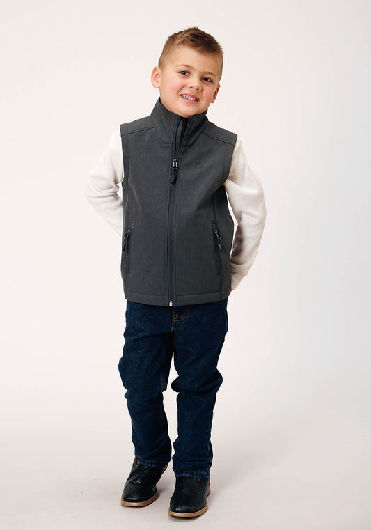 Roper Boys Heather Grey Soft Shell Tech Vest - Roper