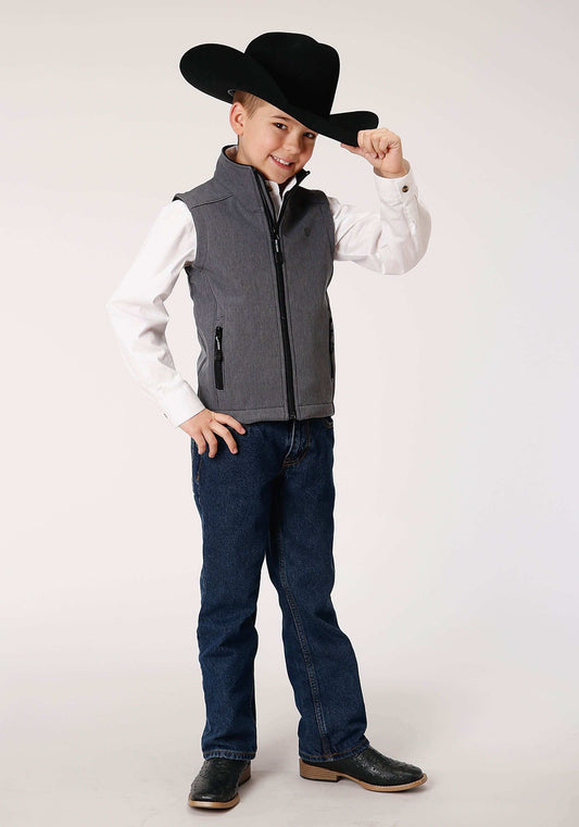 Roper Boys Heathered Grey Softshell Tech Vest - Roper - Flyclothing LLC