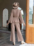 Dropped Shoulder Cardigan and Pants Set - Trendsi - Flyclothing LLC