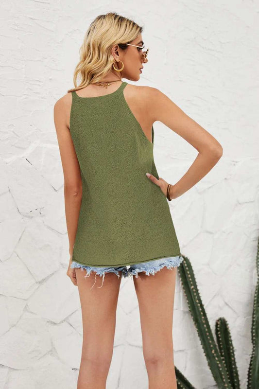 Grecian Neck Knit Tank - Trendsi - Flyclothing LLC