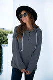 Quarter Snap Drawstring Hoodie with Kangaroo Pocket - Trendsi - Flyclothing LLC