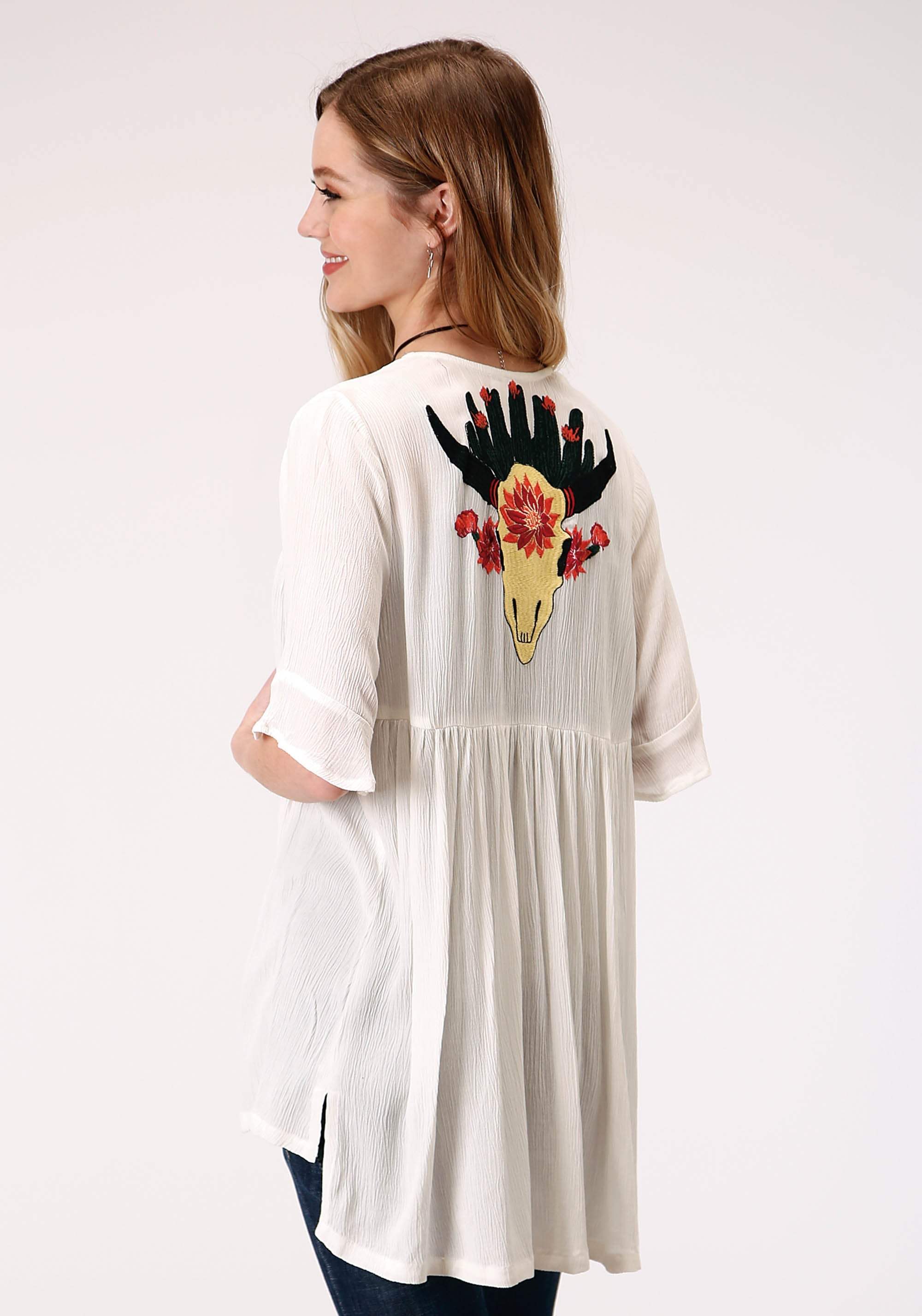 Roper Womens Rayon Crepe 3 Qtr Slv Cardigan - Roper - Flyclothing LLC