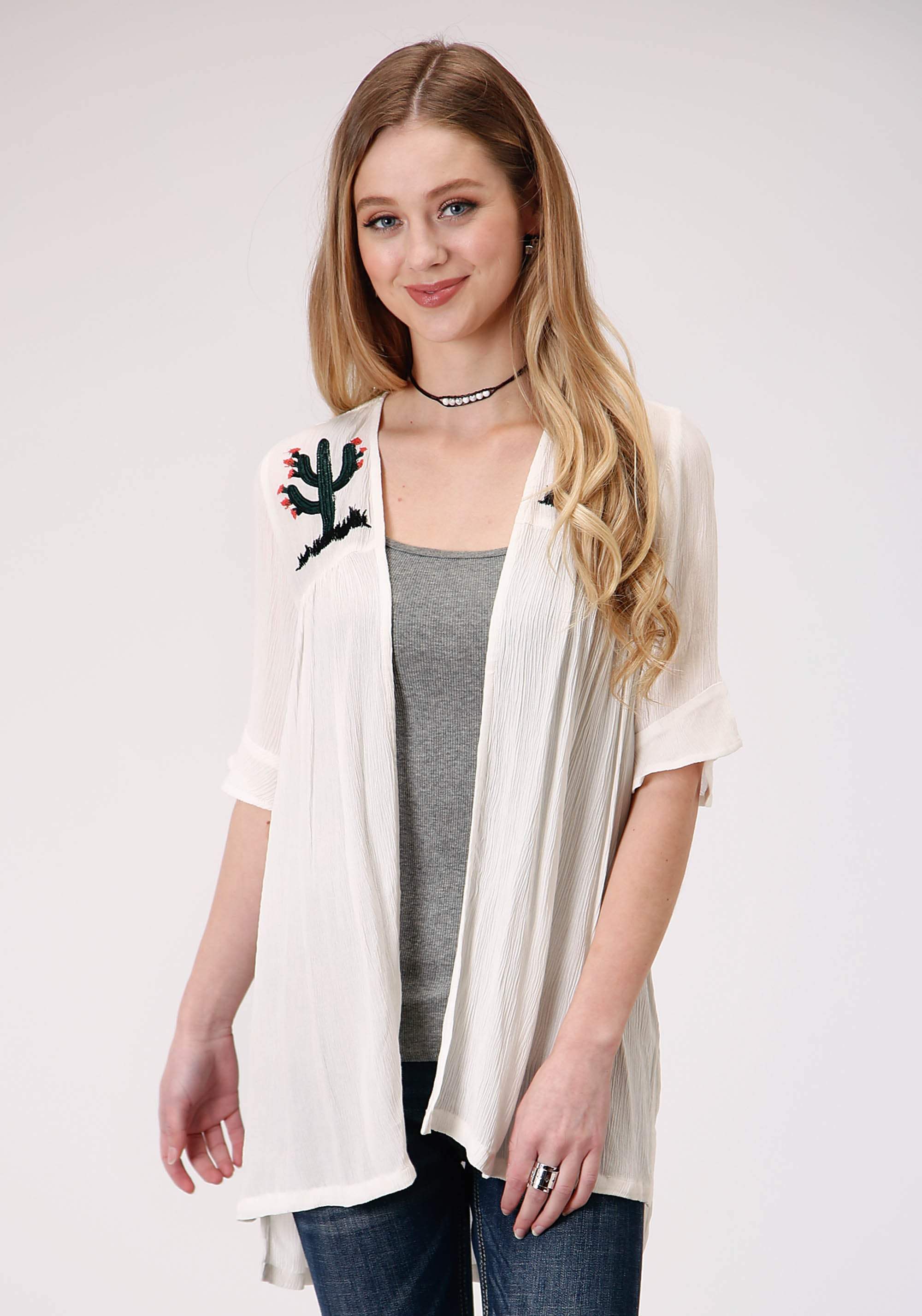 Roper Womens Rayon Crepe 3 Qtr Slv Cardigan - Roper - Flyclothing LLC