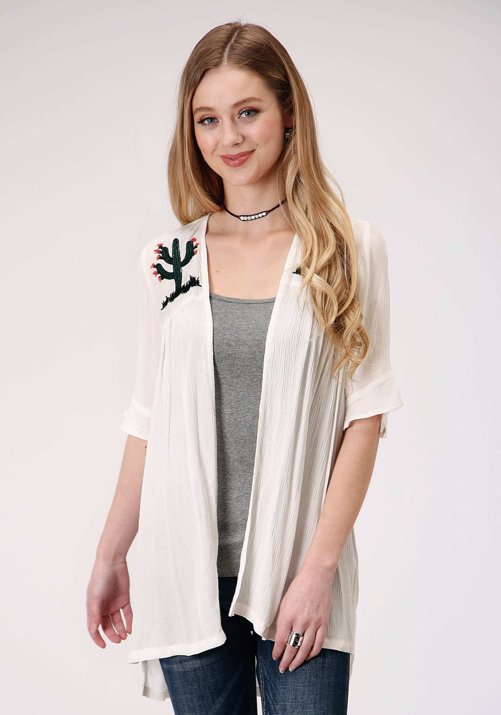 Roper Womens Rayon Crepe 3 Qtr Slv Cardigan - Roper - Flyclothing LLC