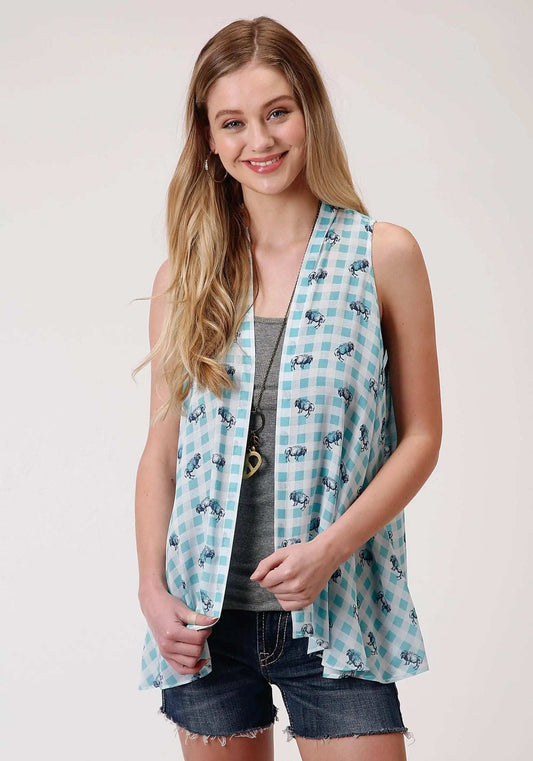 Roper Womens Buffalo Check Printed Rayon Cardigan - Roper - Flyclothing LLC
