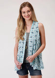 Roper Womens Buffalo Check Printed Rayon Cardigan - Roper