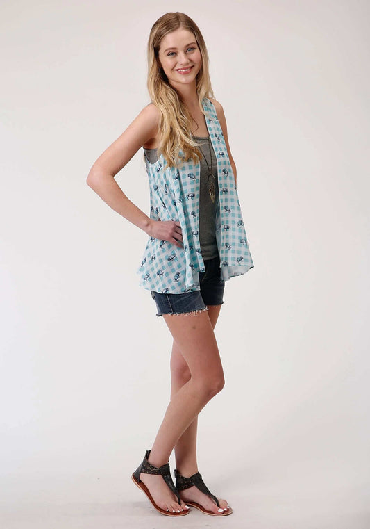 Roper Womens Buffalo Check Printed Rayon Cardigan - Roper - Flyclothing LLC